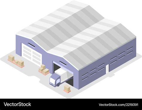 Truck In The Warehouse Distribution Center Vector Image