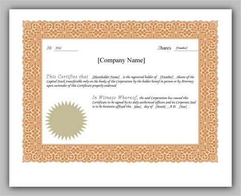43 Free Share Certificate Template Redlinesp