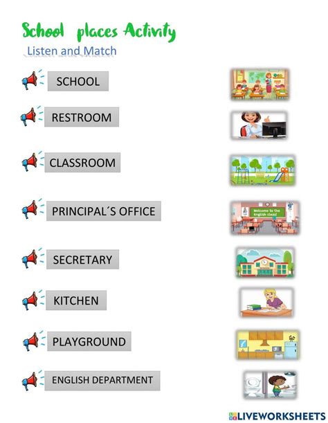 School Areas Interactive Worksheet Live Worksheets