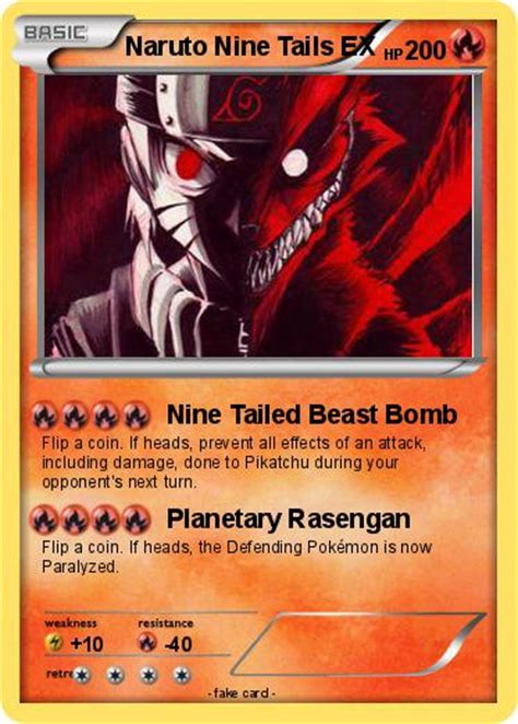 Pokémon Naruto Nine Tails Ex Nine Tailed Beast Bomb My Pokemon Card