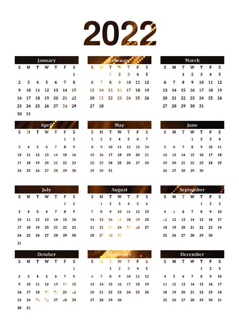 Golden Calendar 2022 Png Image Png All