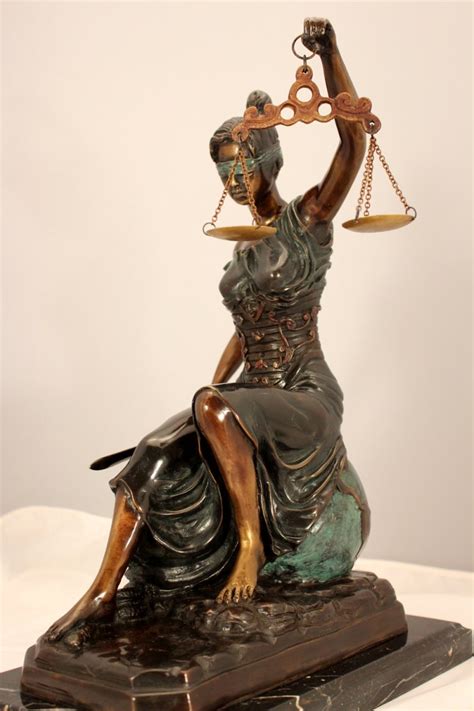 Sitting Lady Justice Bronze Metal Art 16 Lawyer Scales Signed Steiner
