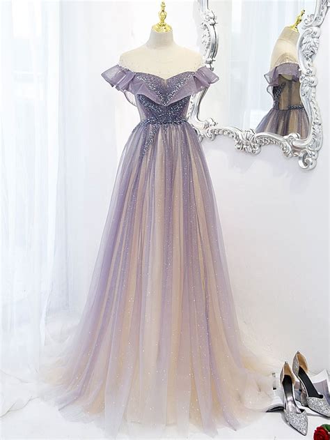 Purple Tulle Long Prom Dress Purple Evening Dress On Luulla