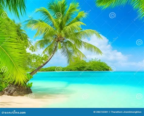 Island Oasis Unveiled: Breathtaking Tropical Paradise Scene Stock