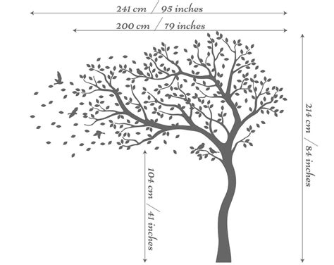 White Tree Wall Decal Huge Tree Sticker Nursery Tree And Birds Etsy