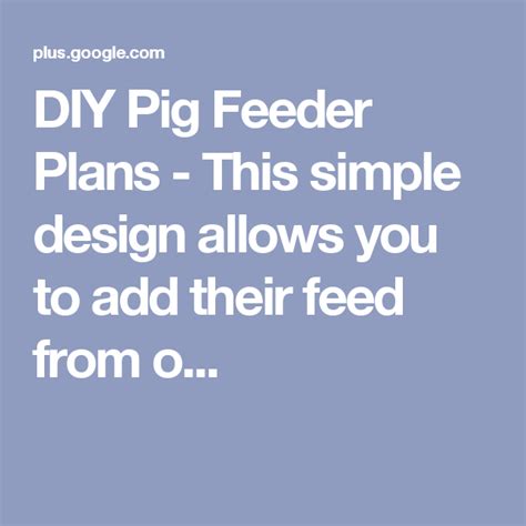 Sign In Pig Feeder Simple Designs How To Plan