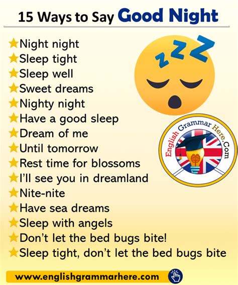 15 Ways To Say Good Night In English English Grammar Here