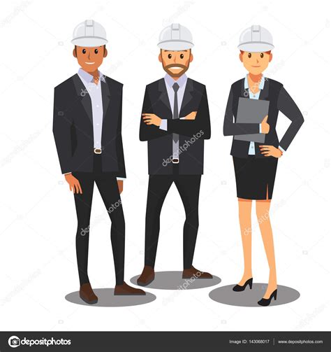 Engineer Management Team White Hat Vector Stock Vector Image By