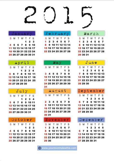 Printable Business Calendar 2015 Casualtide