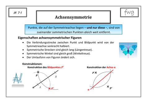Symmetrieachse — figuren mit deren symmetrieachsen (gestrichelt) unter einer symmetrieachse einer geometrischen figur versteht man eine gerade mit der folgenden eigenschaft: Achsensymmetrie