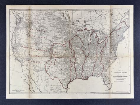 1920 Railroad Map United States Westbound Transcontinental Tarriffs