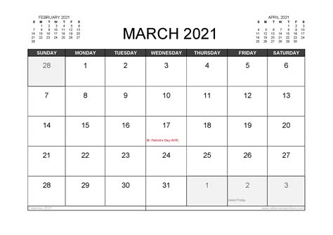The printable calendar for 2021 is free to download and print as a word document, pdf, or excel spreadsheet. 20+ March 2021 Holidays - Free Download Printable Calendar ...