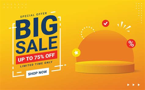 Big Sale Discount Promotion Banner Template With Blank Product Podium