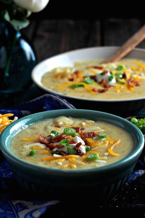 Three Cheese Baked Potato Soup Simply Sated