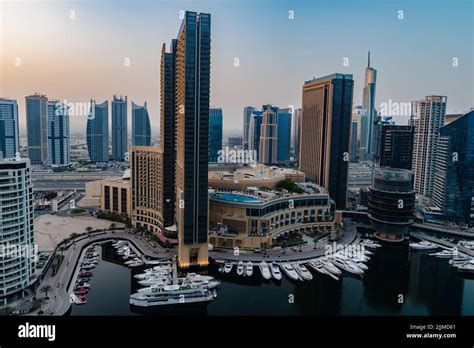 The High Angle Shot Of Marina Skyscrapers View Dubai Stock Photo Alamy