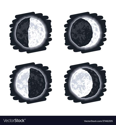 Moon Phases Four Icons Royalty Free Vector Image