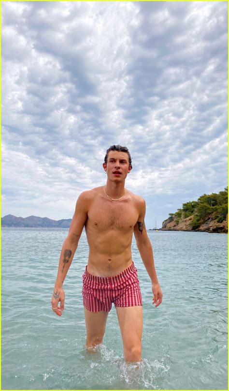 Shawn Mendes Goes Shirtless In Spain Flaunts Body In Short Swim Trunks Photo 4600413