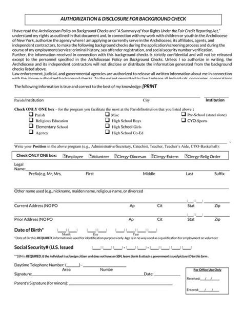 Free Background Check Authorization Forms And Templates