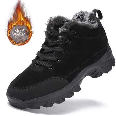 Mens Warm Fleece Comfortable Anti Skid Snow Boots Outdoor Hiking Shoes