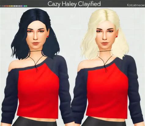 Kot Cat Cazy`s Haley Hair Clayified Sims 4 Hairs