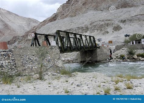An Iron Bailey Bridge Across River Indus In Leh And Ladakh Royalty Free