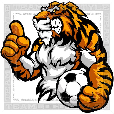 Tiger Soccer Mascot Vector Clipart Tiger