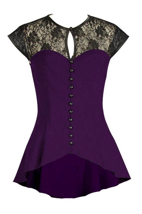 Carmen Purple Blouse With Lace By Chicstar With Images Purple Lace