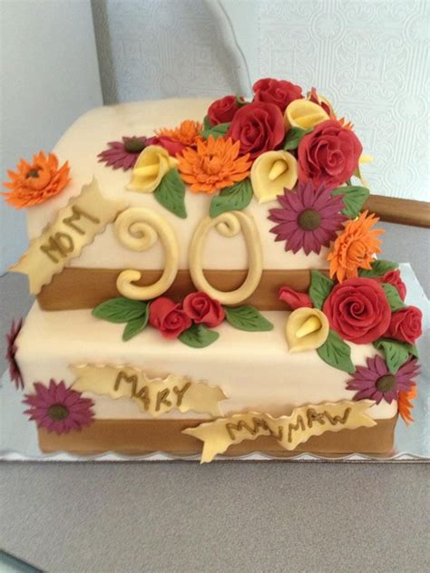 90 Yr Old Birthday Cake 90th Birthday Cakes Easy Cake Decorating