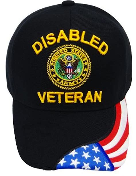 Disabled Veteran Baseball Cap Black Hat Us Army American