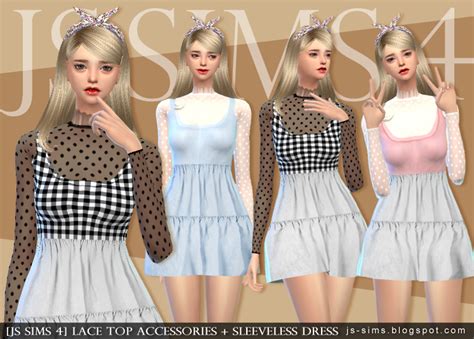 Js Sims 4 Lace Top Accessories Sleeveless Dress