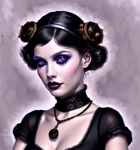 Portrait Of A Steampunk Goth Girl High Qualit Openart