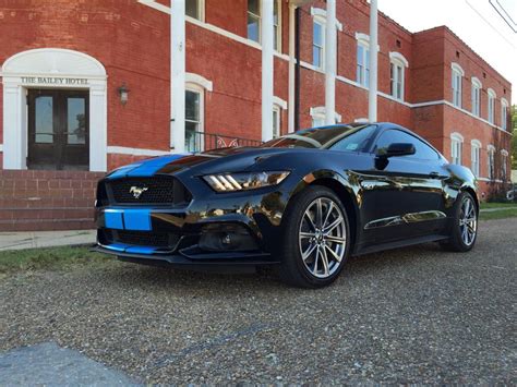 Tuningcars Grabber Blue Stripes On 2015 Ford Mustang Gt Fastback Are A