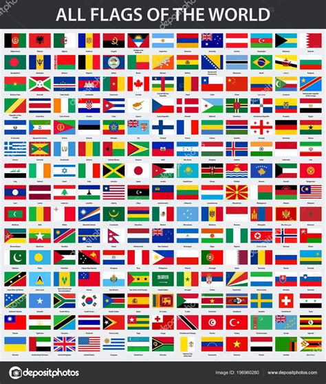 All Flags World Alphabetical Order Stock Vector Image By © Panya
