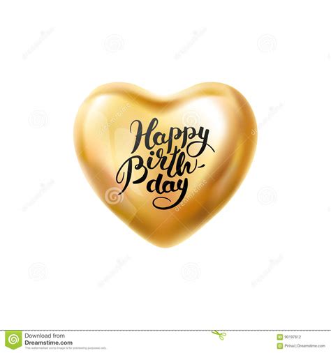 Happy Birthday Heart Balloon Stock Vector Illustration