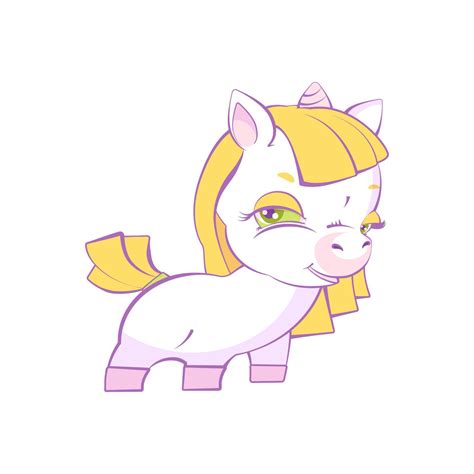 Cute Little Blonde Girl White Unicorn With Pink Nose 7530310 Vector Art At Vecteezy