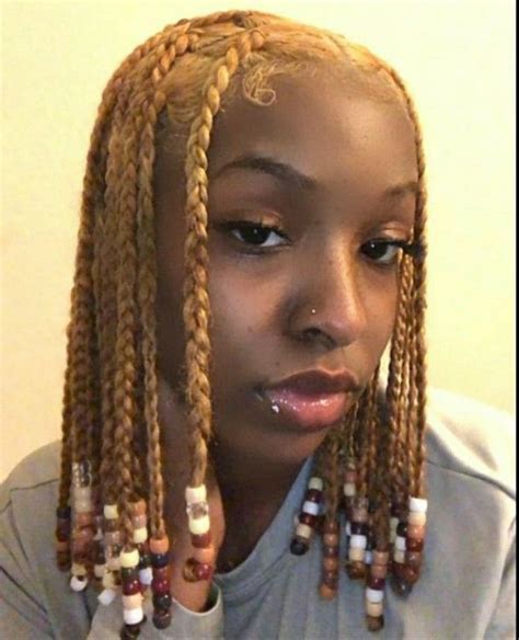 Honey Blonde Coi Leray Braids With Beads Short Box Braids Hairstyles Twist Braid Hairstyles