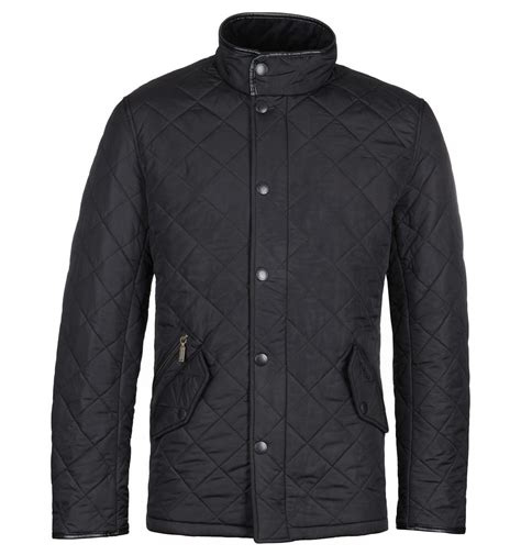 Barbour Fleece Powell Black Quilted Jacket For Men Lyst