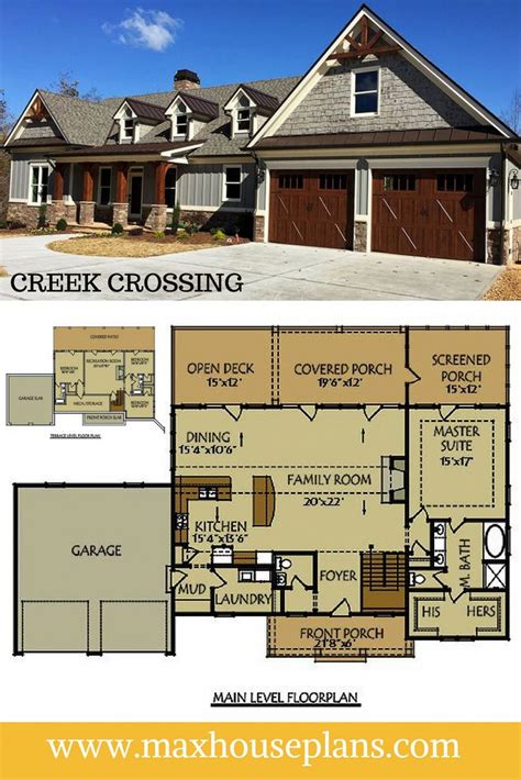 Sloped lot house plans, lakefront house plans, and mountain house plans. Creek Crossing is a 4 bedroom floor plan ranch house plan ...