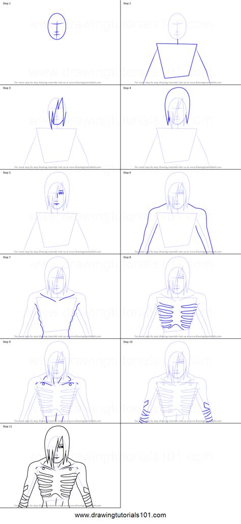 How To Draw Nagato From Naruto Printable Drawing Sheet By