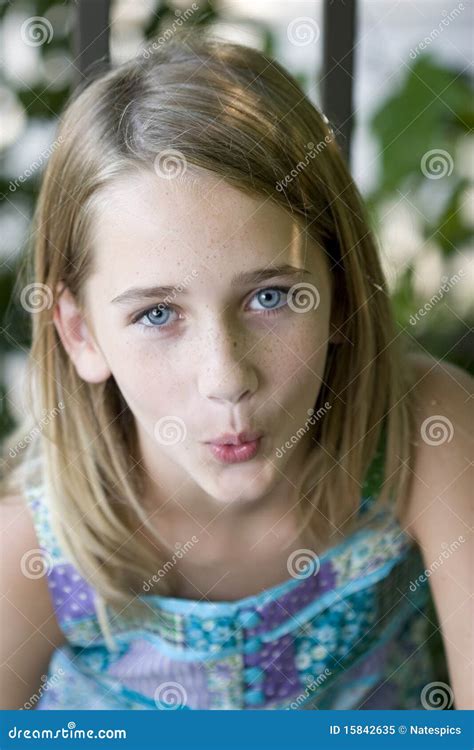 Young Tween Girl Whistling Stock Image Image Of Adorable 15842635