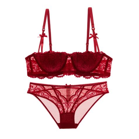 buy 2017 new fashion lace cup red underwear luxury comfortable sexy padded bra
