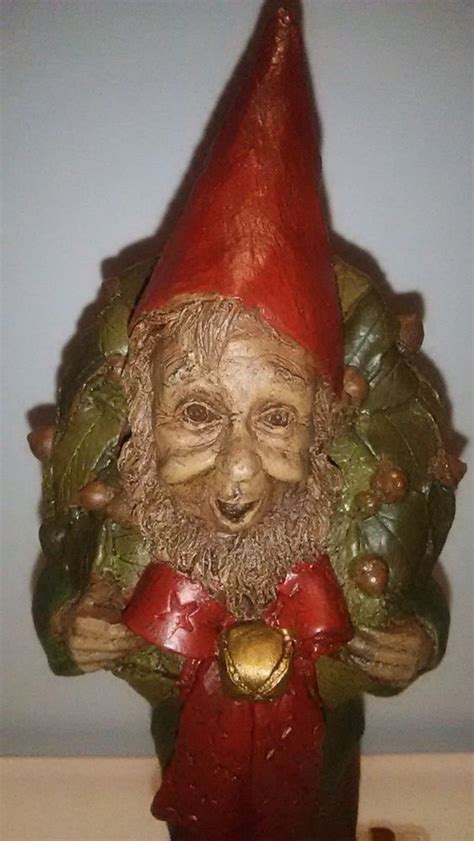 Rare Tom Clark Gnome Beau 1986 Christmas Elf W Wreath Figurine Vhtf
