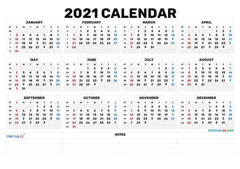 2021 Annual Calendar Calendar 2021