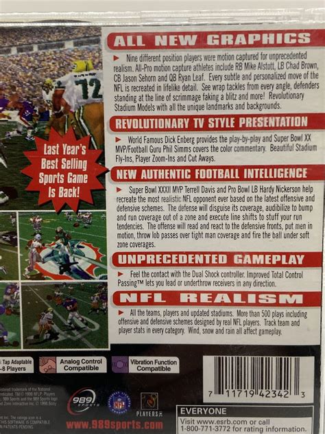 Nfl Gameday 99 For Sony Playstation 1 Ps1 711719423423 Ebay