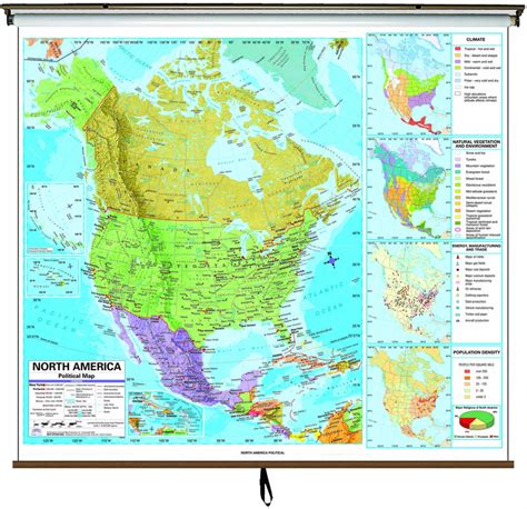 North America Advanced Political Classroom Wall Map On Roller W Backboard