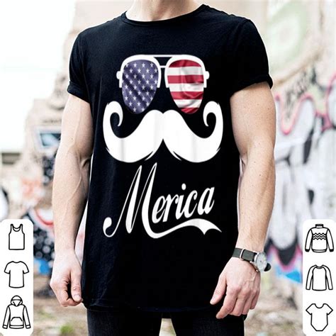 Merica Sunglasses 4th Of July American Flag Shirt Hoodie Sweater Longsleeve T Shirt