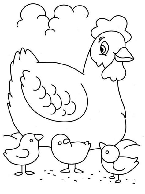Download pets and wild animals coloring sheets. Hen And Three Chicks Coloring Page : Coloring Sky