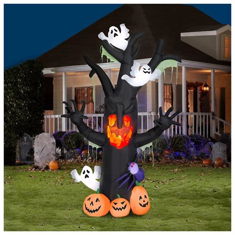 Gemmy 10′ Animated Airblown Inflatable Haunted Tree And Ghosts With