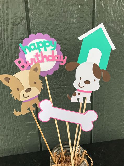Girl Puppy Birthday Centerpieces Pink Puppy Centerpieces Etsy Puppy