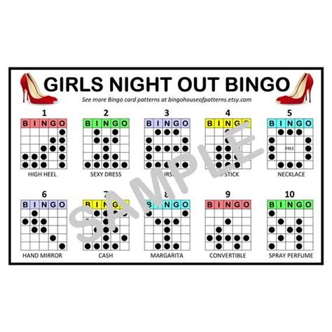 Girls Night Out Bingo Card Patterns For Really Fun Bingo Games Bingo